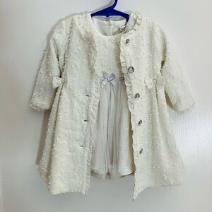 Nannette Ivory White Toddler Coat and Dress Girl Size 18 Month-Worn Once‎ B15